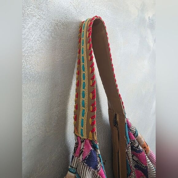 Boho Chic Coloful Hippie Hobo Roomy Shoulder bag Slouchy Made In India 29x18 - Picture 3 of 13